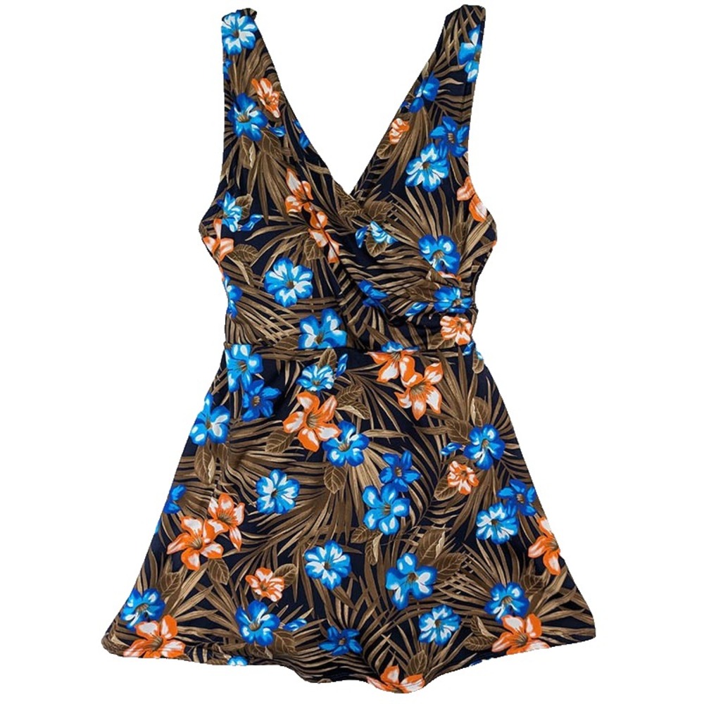 Lands' End Swimdress Womens 4P Modest Tropical Resortwear Tiki Vintage Vibes